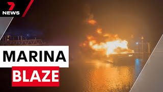 Luxury boat destroyed in North Haven marina fire | 7NEWS