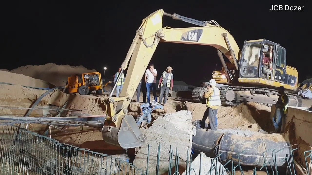 Caterpillar Backhoe Amazing Working New Bridge Construction । Saudi