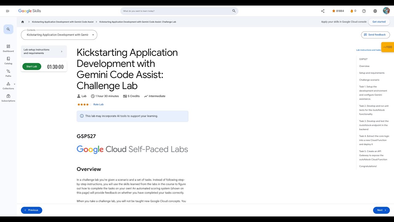 Qwiklabs | Kickstarting Application Development with Gemini Code Assist: Challenge Lab  [GSP527]