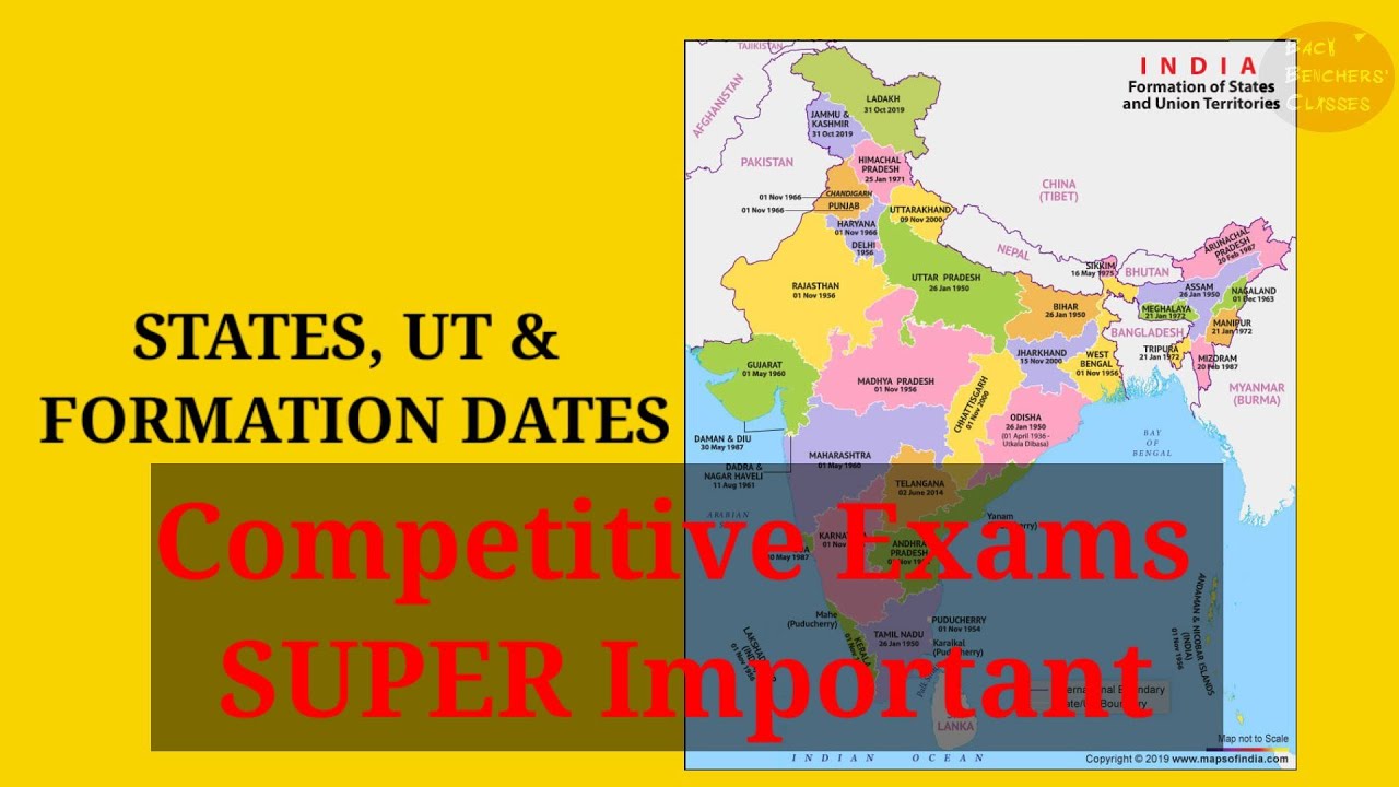 Formation Dates of States, UTs (NEW) Static GK YouTube