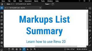 bluebeam revu: markups list summary