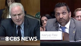 Watch: Patel clashes with Van Hollen about drinking allegations at Senate hearing