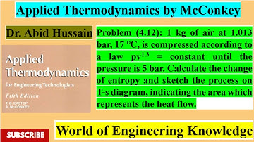 Calculate the change of entropy and T-s diagram  (|Problem 4.12| Applied Thermodynamics by McConkey