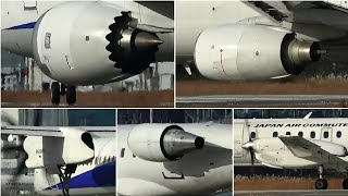 松山空港RWY32離陸を後ろから B788, Q400, CRJ200, B738, 340B 20171206