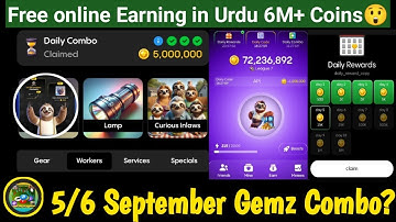 Gemz Combo | 5/6 September 24 Cipher Code | Daily Reward | Badhyaa Crypto | Today Combo In Urdu |