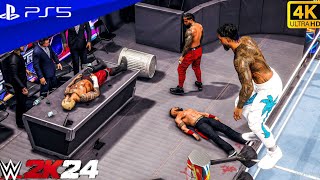 WWE 2K24 Extreme Rules Tag Team Match: The Uso Brothers vs Solo Sikoa & Tama Tonga Intense Gameplay