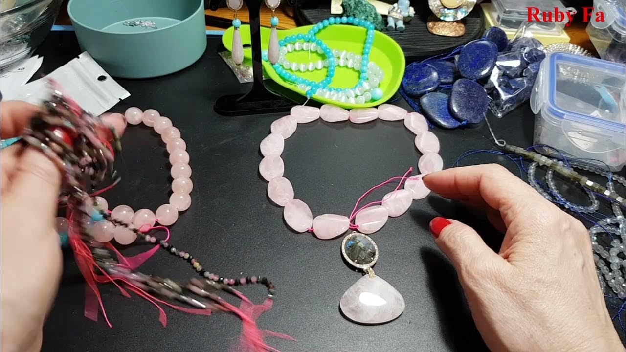 Колье розовый кварц и лабрадорит. (N°230) - YouTube