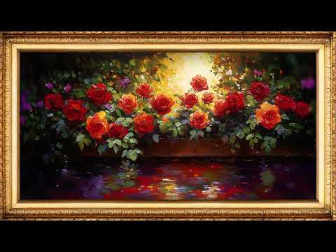 Radiant Rose Garden: 4K Art with Soft Glowing Particle Animation for Relaxation 🌹✨