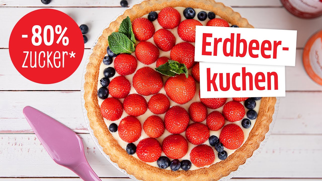 Erdbeerkuchen | REZEPT OHNE ZUCKER | mit Low Carb Biskuit