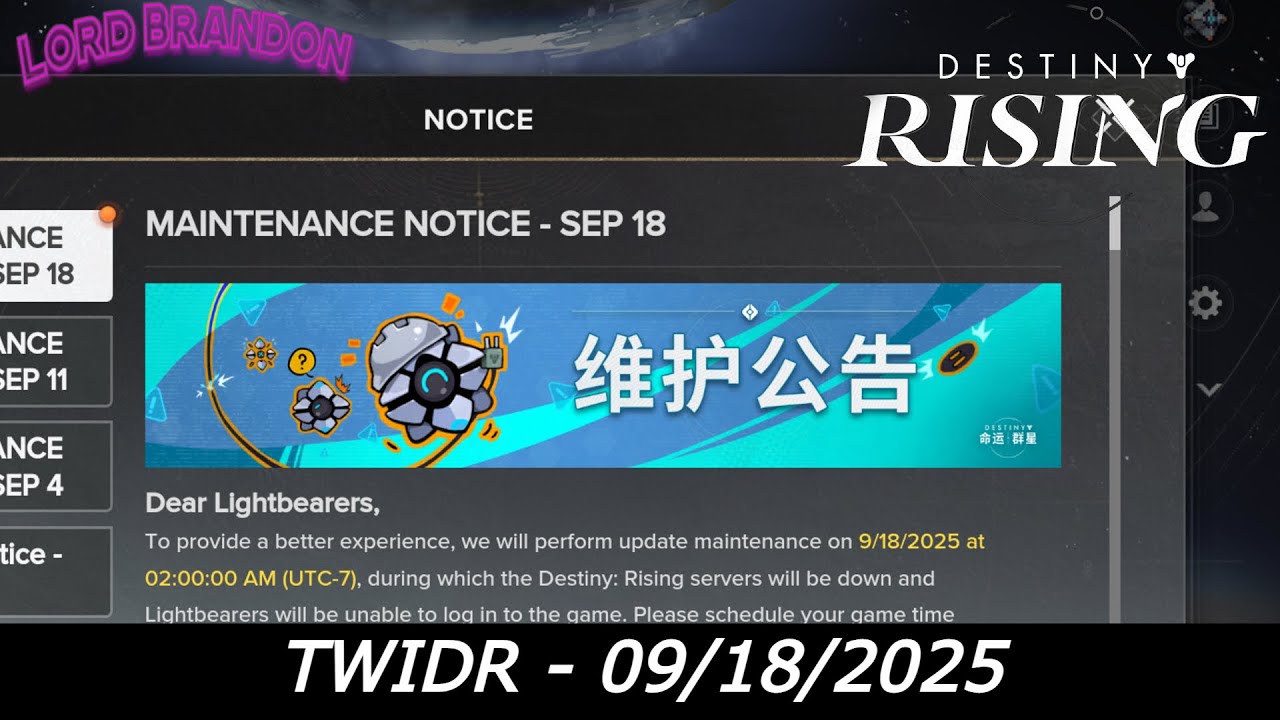 TWIDR - Eclipse details, New events, Heir apparent Nerf, INCREASED EXOTICS FOR chaos 