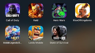 CallofDuty,RaidShadowLegends,HeroWars,Rise of Kingdoms,Mobile Legends,Lords Mobile,State of Survival screenshot 1