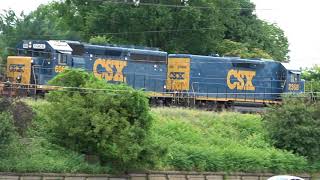 Rare Road Slug Engine Leading CSX Stack Train 4K