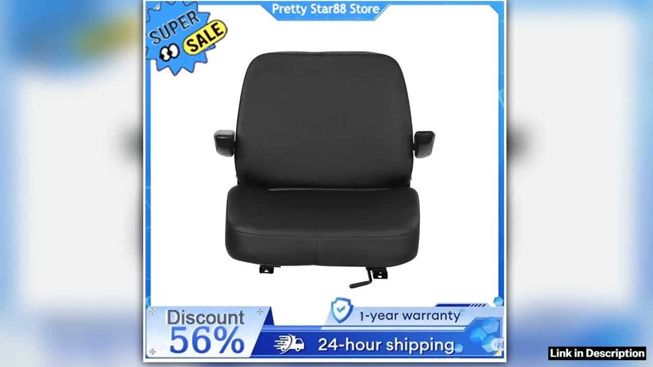 Forklift Seat Easy to Clean Tractor Seat PVC Synthetic Leather Forklift Seat with Armrest for Forkl