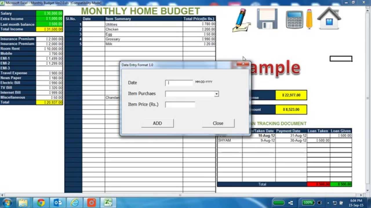 monthly budget ver2 0 using excel macro and vba youtube