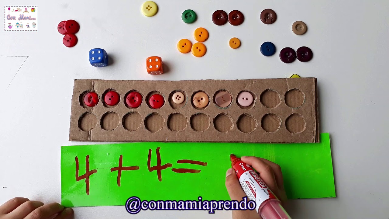 SUMAS Y RESTAS CON MATERIAL CASERO - YouTube