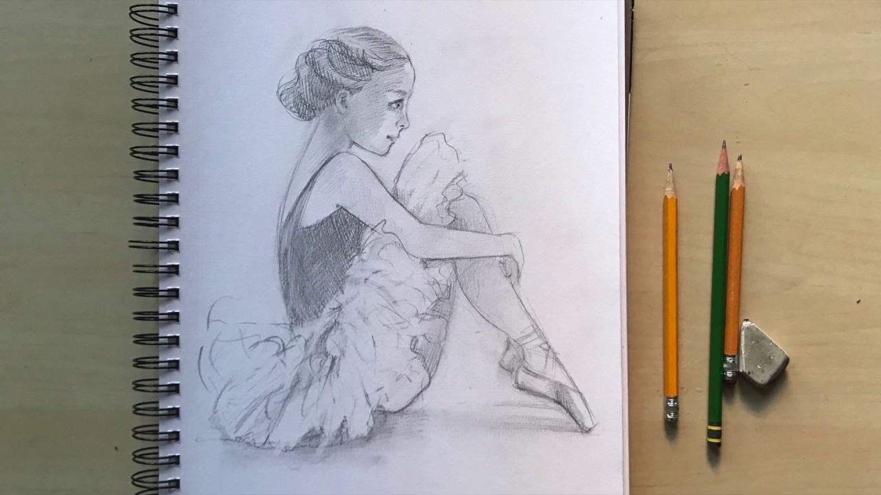 A little ballerina. Drawing together with Natalka Barvinok. FREE Lesson #25, series BALLET
