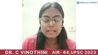 Dr VINOTHINI C (AIR 64), UPSC 2023 Topper Testimonial Umbrella Academy