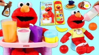 Sesame Street Elmo Potty Training Morning Routine & Pretend Cooking Huge Breakfast Meal Time!