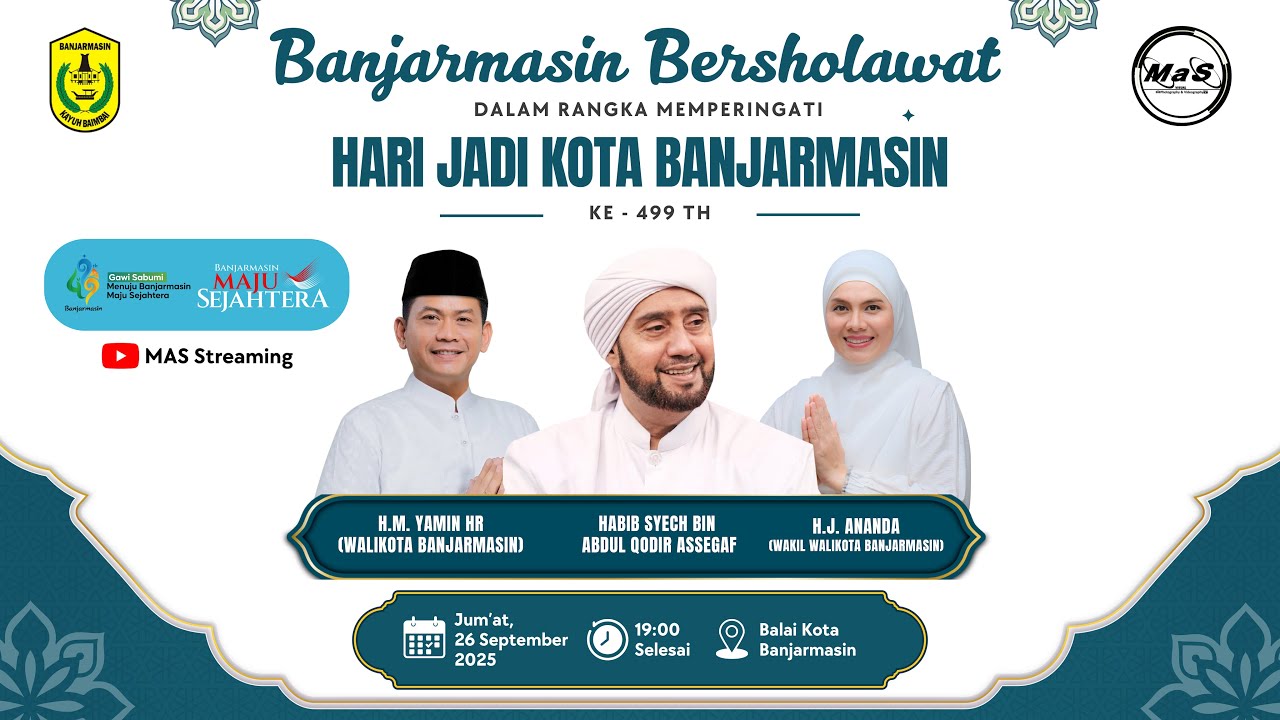 LIVE | Banjarmasin Bersholawat Bersama Habib Syech bin Abdul Qodir Assegaf | Balai Kota Banjarmasin