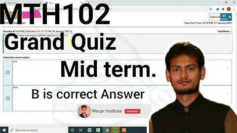 Mth102 mid term grand quiz with correct solution by waqar institute | Grand quiz mth102