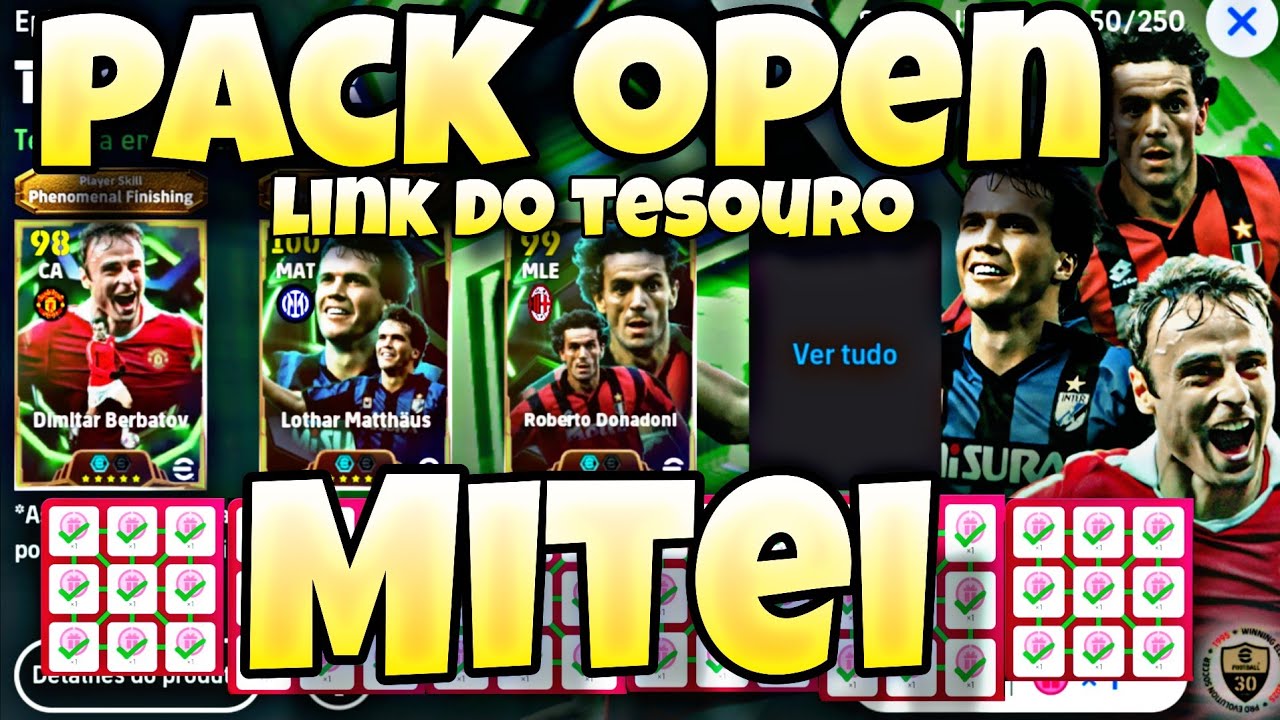MITEI NO PACK OPEN DO LINK DO TESOURO COM 25 GIROS GRÁTIS NO EFOOTBALL 26