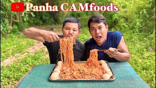 ASMR Black Bean Noodle, Spicy Eggs, Buldak Spicy 3x (5Packs) #cambodiafood #food #mukbang #recipe