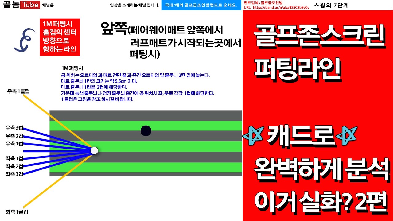 캐드로 골프존 퍼팅인 완벽분석! 2탄 / 계산이필요없는 스크린 퍼팅 잘하기 / 스크린 퍼팅 간단 계산법 / 골프존 퍼팅계산하지 마세요!  남은거리가 줄무늬 한칸이 컵 수가 됩니다. - Youtube