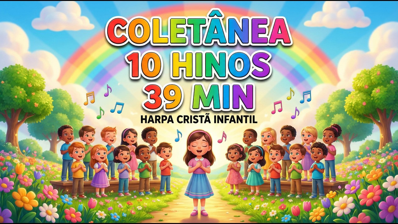 COLETÂNEA HARPA CRISTÃ INFANTIL 🎶 39 MIN | 10 Hinos Cantados por Crianças 👧🧒