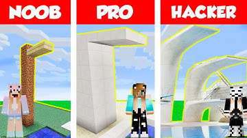 Minecraft Battle: WATER SPRINGBOARD BUILD CHALLENGE - NOOB vs PRO vs HACKER /Animation