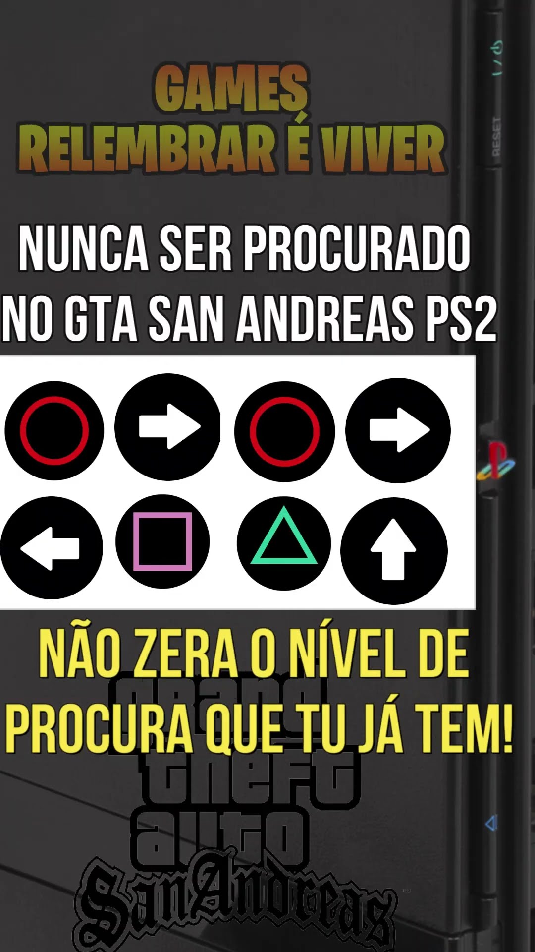 Código nunca ser procurado no GTA San Andreas PS2 