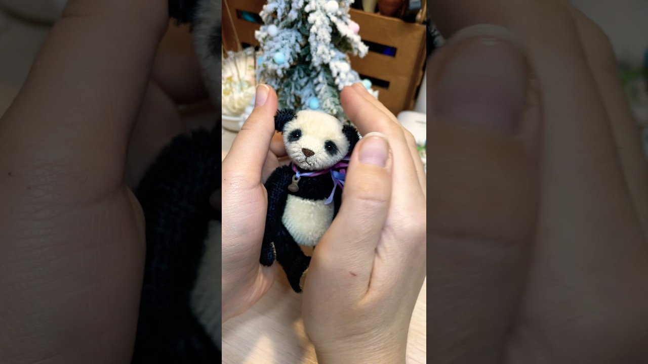 Миниатюрная Тедди панда, рост 11 см, мохер,опилки 