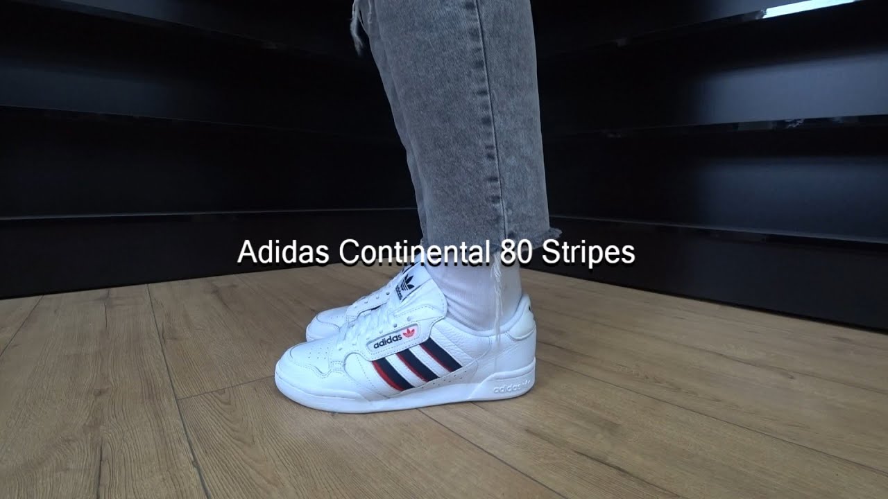Adidas Continental 80 Stripes FX5090 (White - Blue) Onfeet | sneakers.by - YouTube