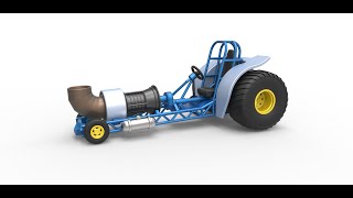3D printable Mini Rod pulling tractor with jet engine Version 2 Scale 1:25 3D model view