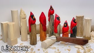 Easy Carve Cardinal in a Dowel Full Knife Only Woodcarving Tutorial