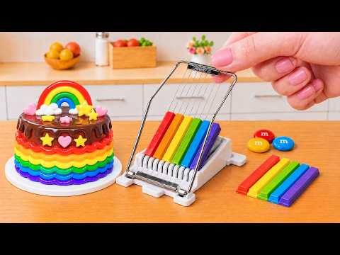 How To Make A Tiny Rainbow Chocolate Cake🍫Satisfying Miniature Buttercream Rainbow Cake 🍰Wonder Cake