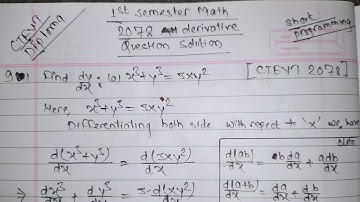 Derivative important 2078 question solution CTEVT DIPLOMA || 1st semester math derivative question