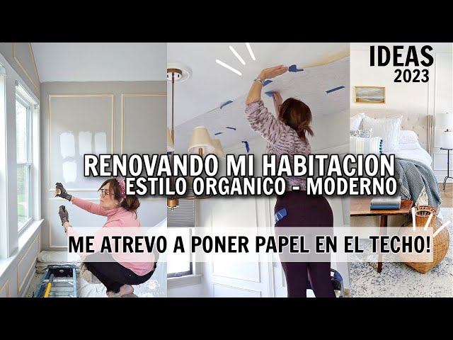 RENOVANDO(Yo MISMA mi Habitación)IDEAS🔨para un CAMBIO EXTREMO Elegante✨ MOLDURAS & PAPEL EN EL TECHO 