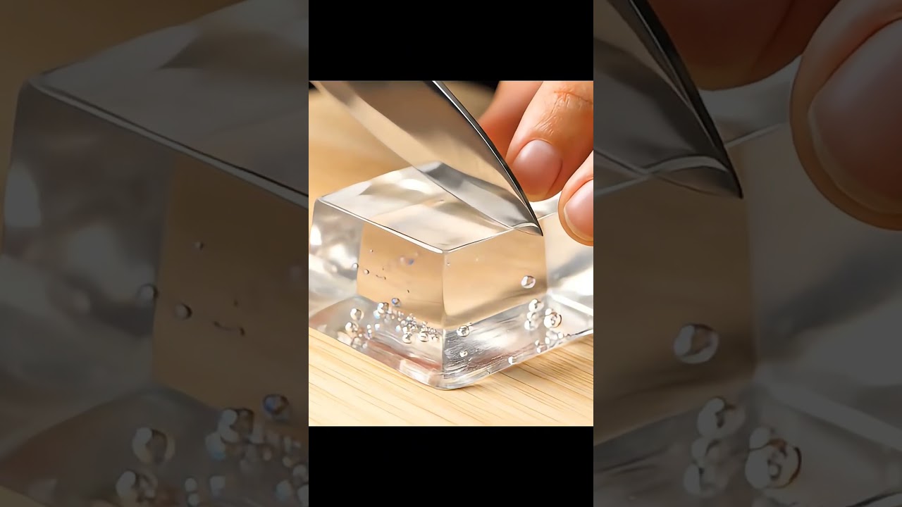 ASMR Crystal Jelly Cutting | Satisfying Transparent Slice 💎🍮 