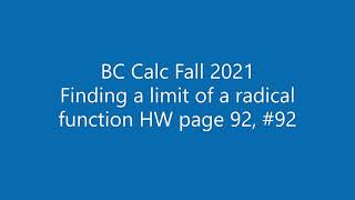 Finding a limit of the difference quotient of a radical function HW page 92, #92