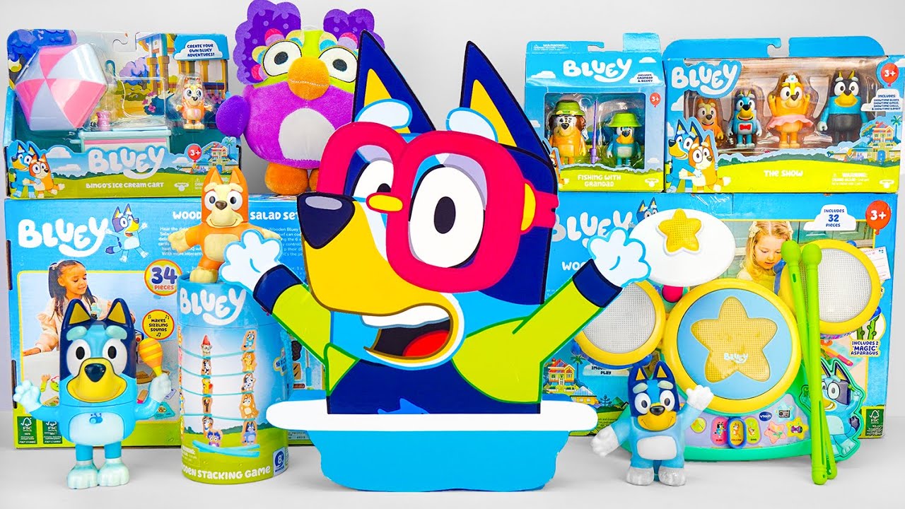 Bluey Toy Collection Unboxing Review 💙 Mystery Beach Bluey Box & Bluey ...