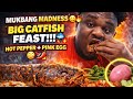 EATING BIG SPICY CATFISH FEAST 🔥🌶️ | Hot Pepper, Pink Egg & Chicken Sauce challange Mukbang! Feast😋🤤