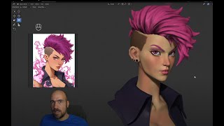 Punk girl bust sculpt in Blender realtime in 1h