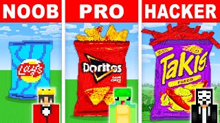 NOOB vs PRO: SECRET CHIPS BASE Build Challenge in Minecraft!