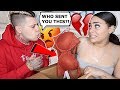 ANOTHER GUY SENT ME A CHRISTMAS GIFT PRANK ON BOYFRIEND!!