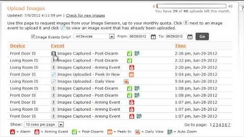 Alarm.com Upload Images page