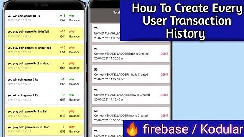 create dynamic transaction history in kodular firebase | kodular aia file