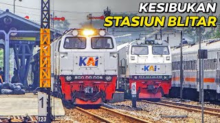 KERETA API PENATARAN BERHENTI 1 JAM UNTUK SUSUL SILANG SEKALIGUS!! Momen Kesibukan Stasiun Blitar