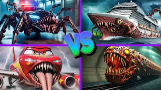トレインイーター🆚感染した海🆚パトカーモンスター🆚マックイーン感染した空 - タイルホップEDMラッシュ🎶 screenshot 4