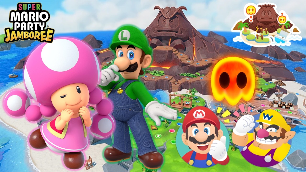 Super Mario Party Jamboree  -Toadette & Luigi vs Mario & Wario - Goomba Lagoon