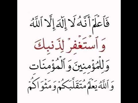 فاعلم أنه لا إله إلا الله واستغفر لذنبك وللمؤمنين والمؤمنات